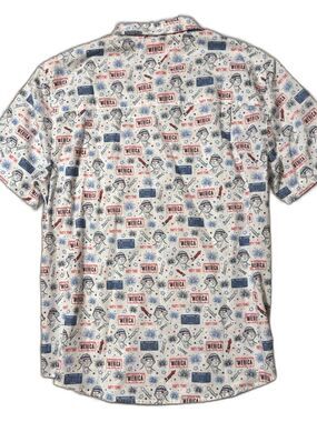 Racks & Reels Patriotic Short Sleeve Button Up Shirt Red White Blue July 4 Large